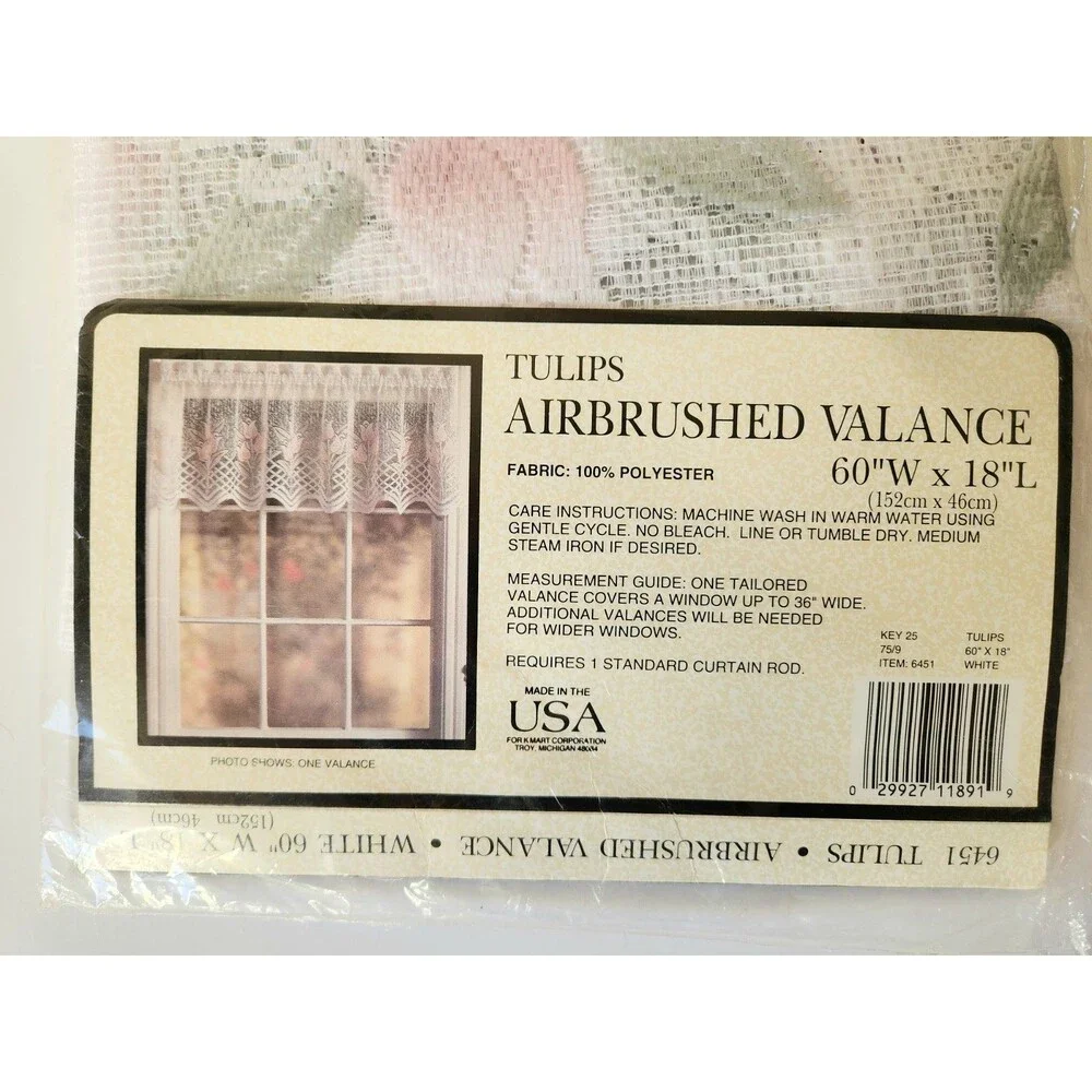NEW Vintage Airbrushed Tulips Lace Valance 60